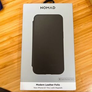 NWT Nomad Modern Leather Folio Wallet Case for iPhone 13 Pro